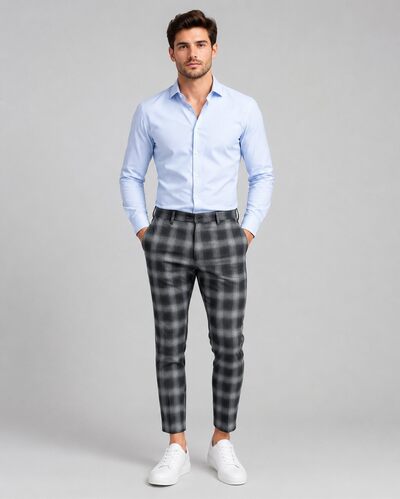 Großhändler Mentex Homme - Schicke Graue Karierte Hose Großhändler Mentex Homme - Schicke Graue Karierte Hose