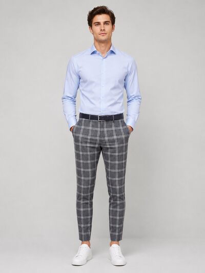 Großhändler Mentex Homme - Graue Karierte Hose Großhändler Mentex Homme - Graue Karierte Hose