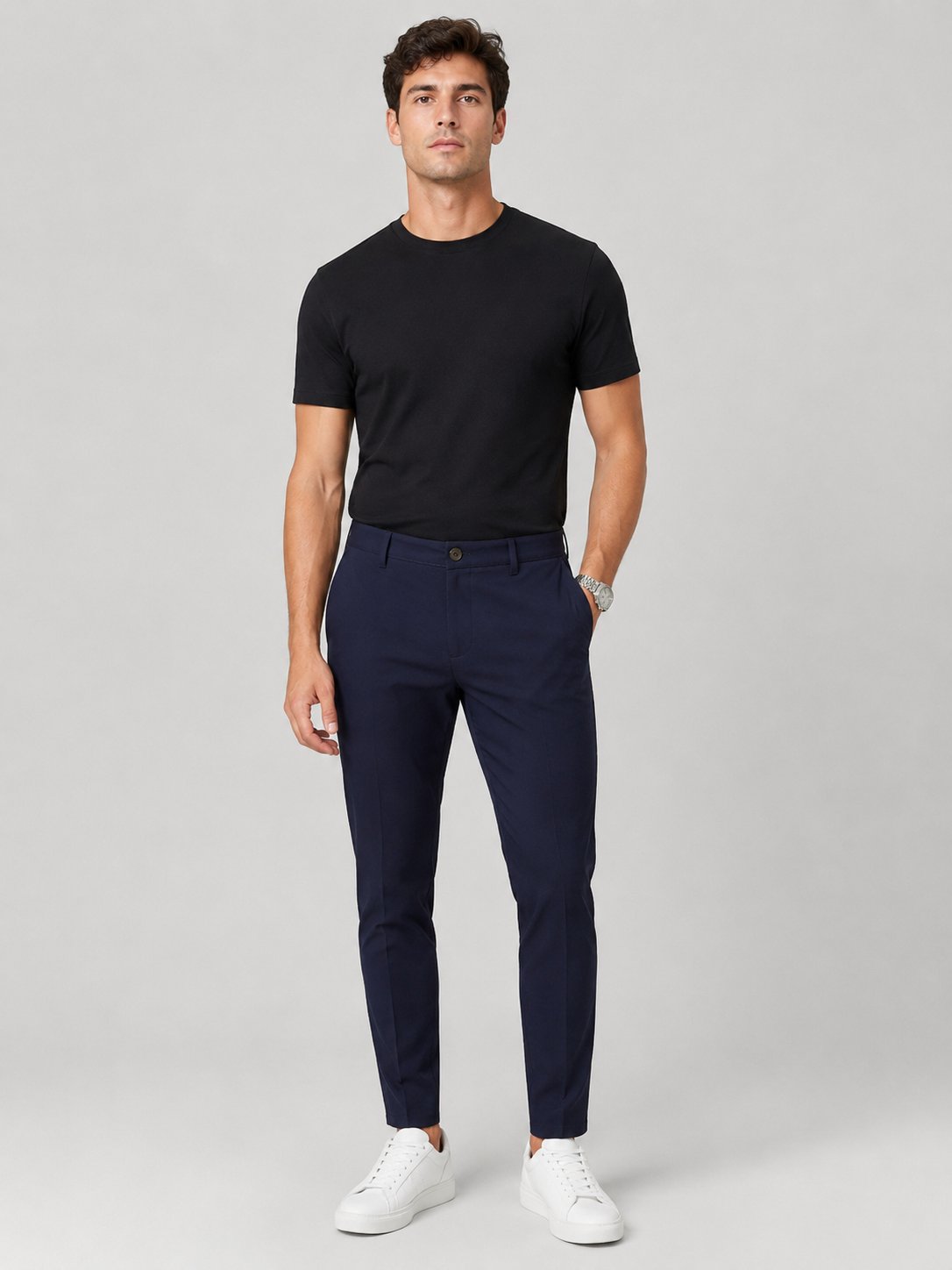 Großhändler Mentex Homme - Marineblaue Slim-Eleganz-Hose Großhändler Mentex Homme - Marineblaue Slim-Eleganz-Hose