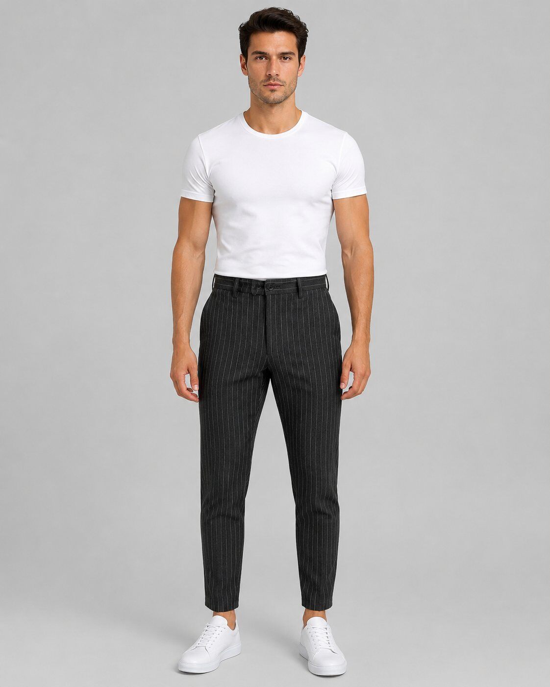 Großhändler Mentex Homme - Schicke Graue Gestreifte Hose