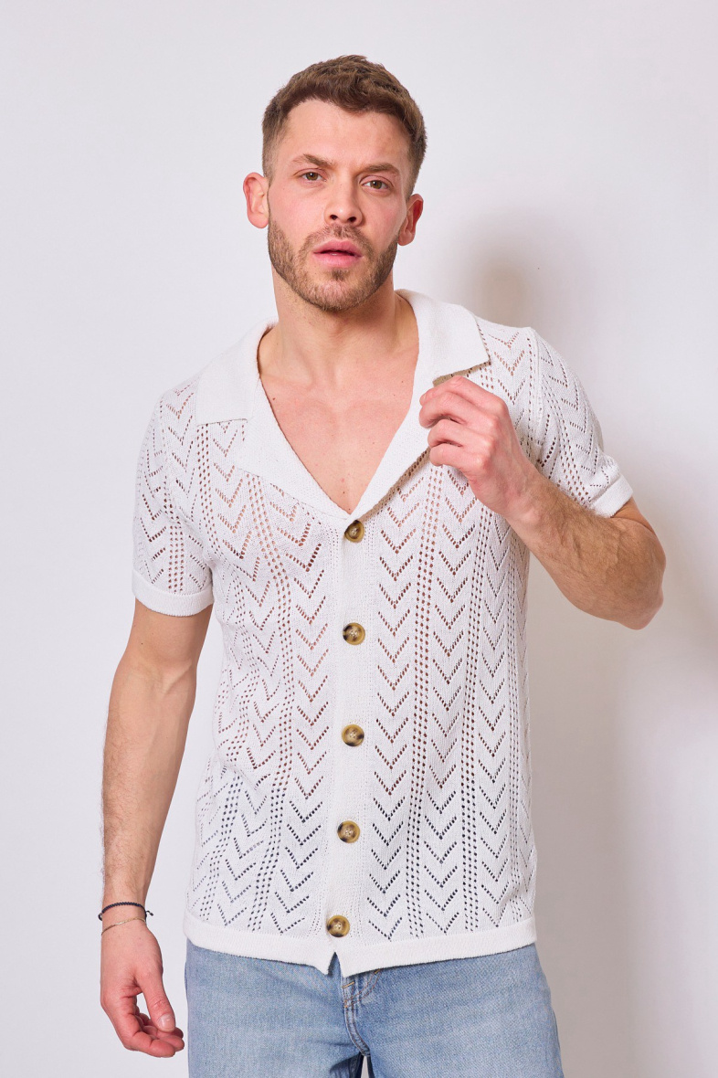 Wholesaler Mentex Homme - Semi-transparent short-sleeved polo shirt