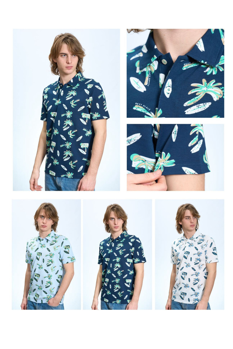 Grossiste Mentex Homme - Polo palmier planche surf