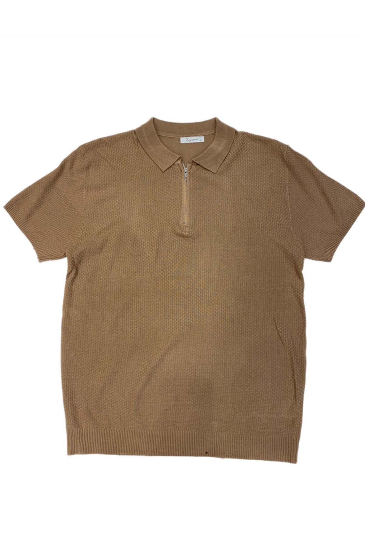 Großhändler Mentex Homme - Herren Poloshirt mit Reißverschlusskragen in einfarbigem Strickmuster