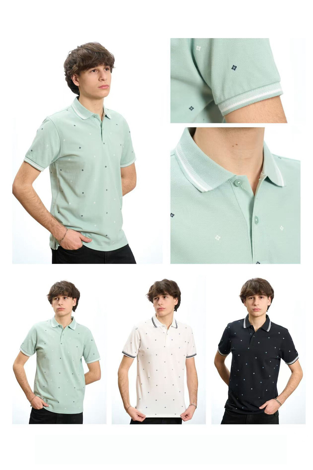Grossista Mentex Homme - Polo maschile con motivo a geometria