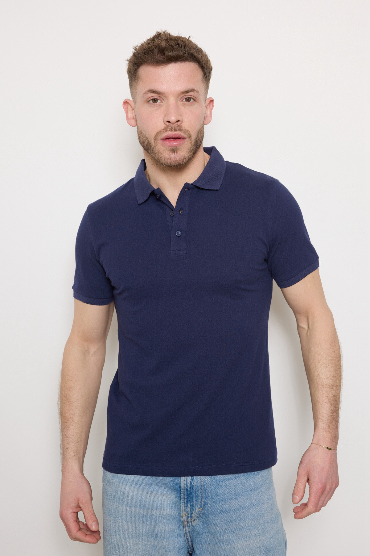 Großhändler Mentex Homme - Einfacher Mann United Polo Button Collar Cotton stach
