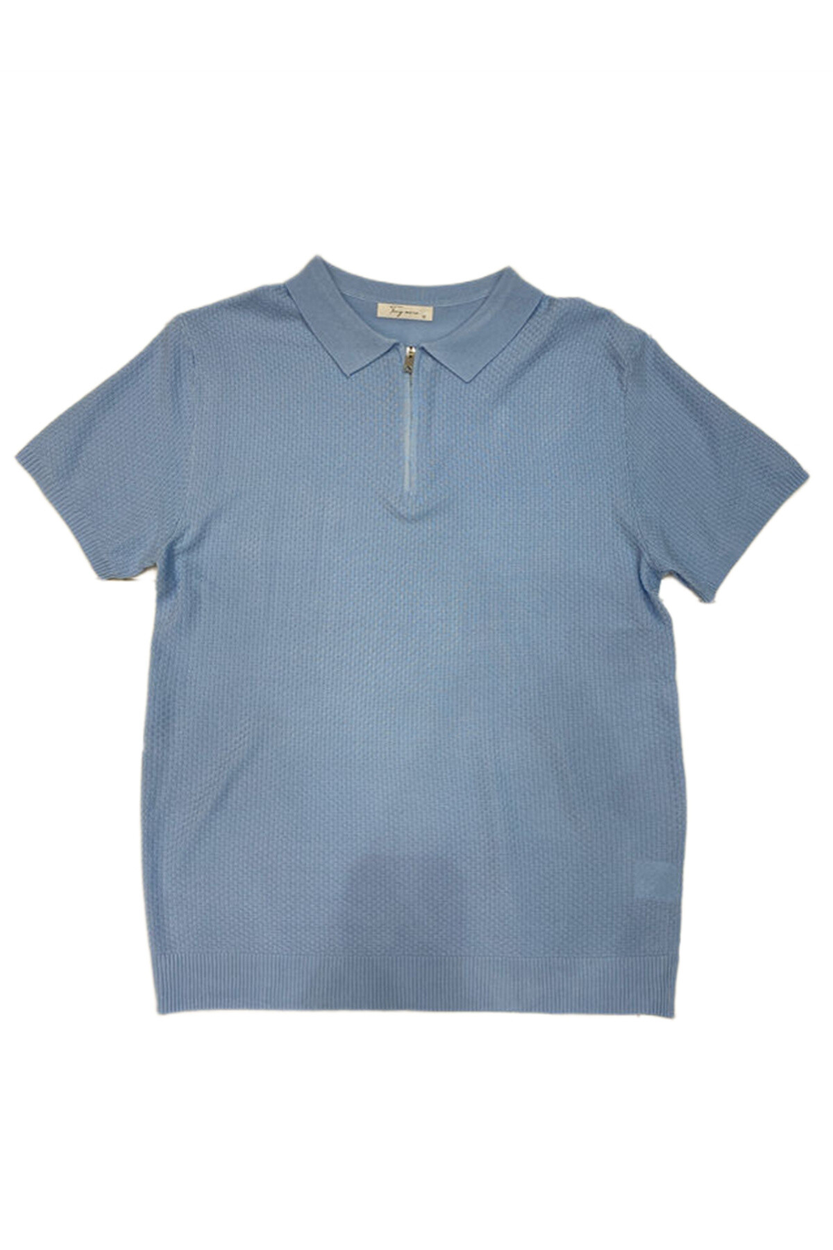 Großhändler Mentex Homme - Herren Poloshirt mit Reißverschlusskragen in einfarbigem Strickmuster