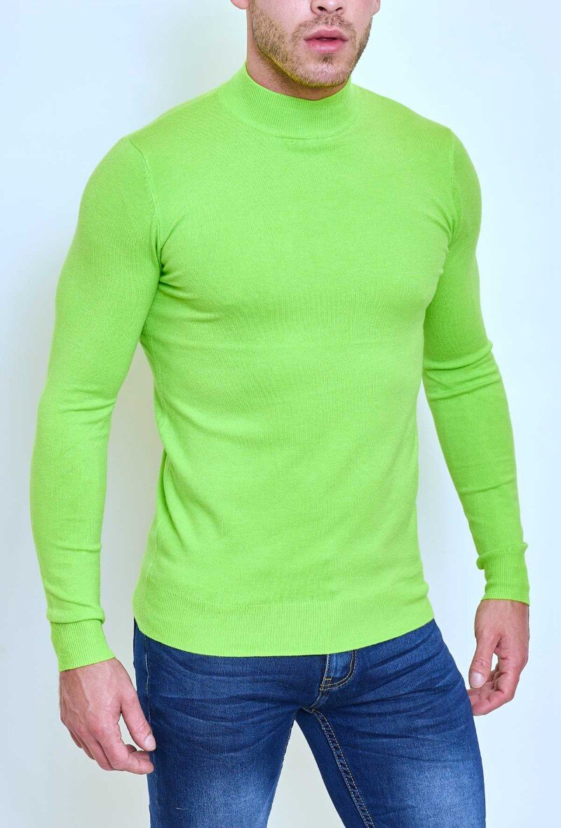 Großhändler Mentex Homme - Einfarbige Herrenpullover mit Stehkragen und langen Ärmeln
