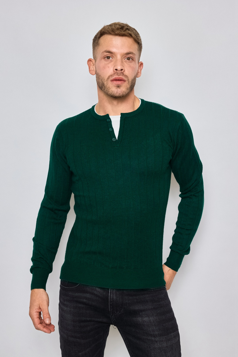 Wholesaler Mentex Homme - Plain striped long-sleeved round-neck sweater