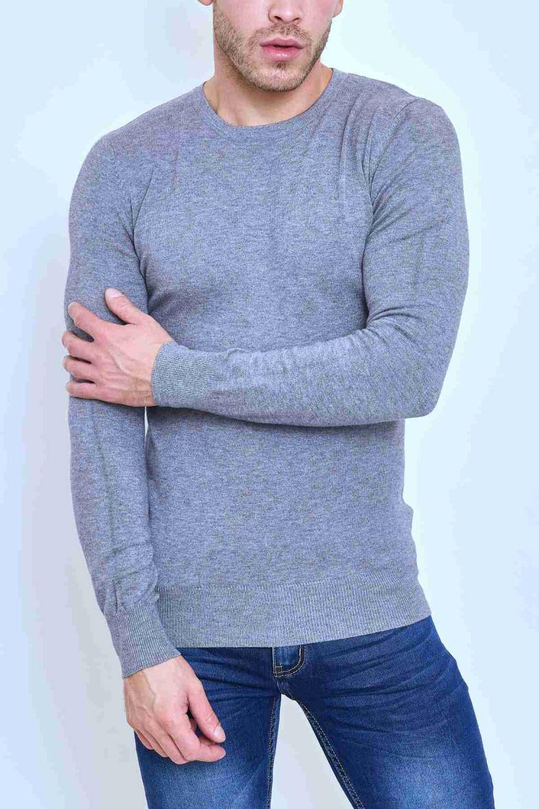 Mayorista Mentex Homme - Jersey liso de manga larga y cuello redondo