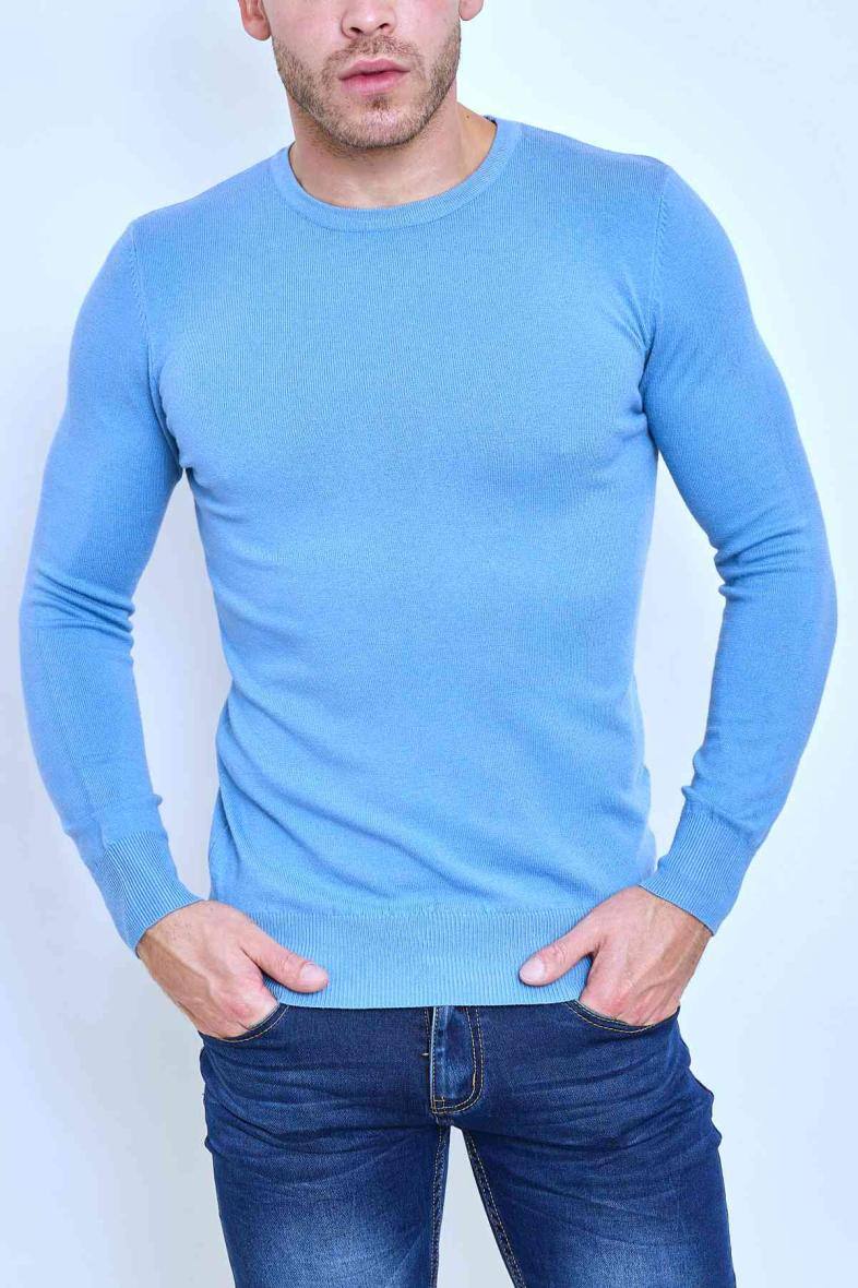 Mayorista Mentex Homme - Jersey liso de manga larga y cuello redondo