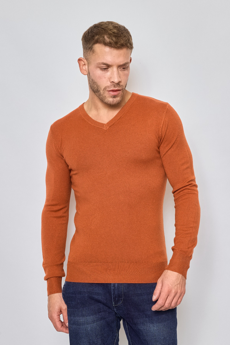 Grossiste Mentex Homme - Pulls uni col V manches longues homme