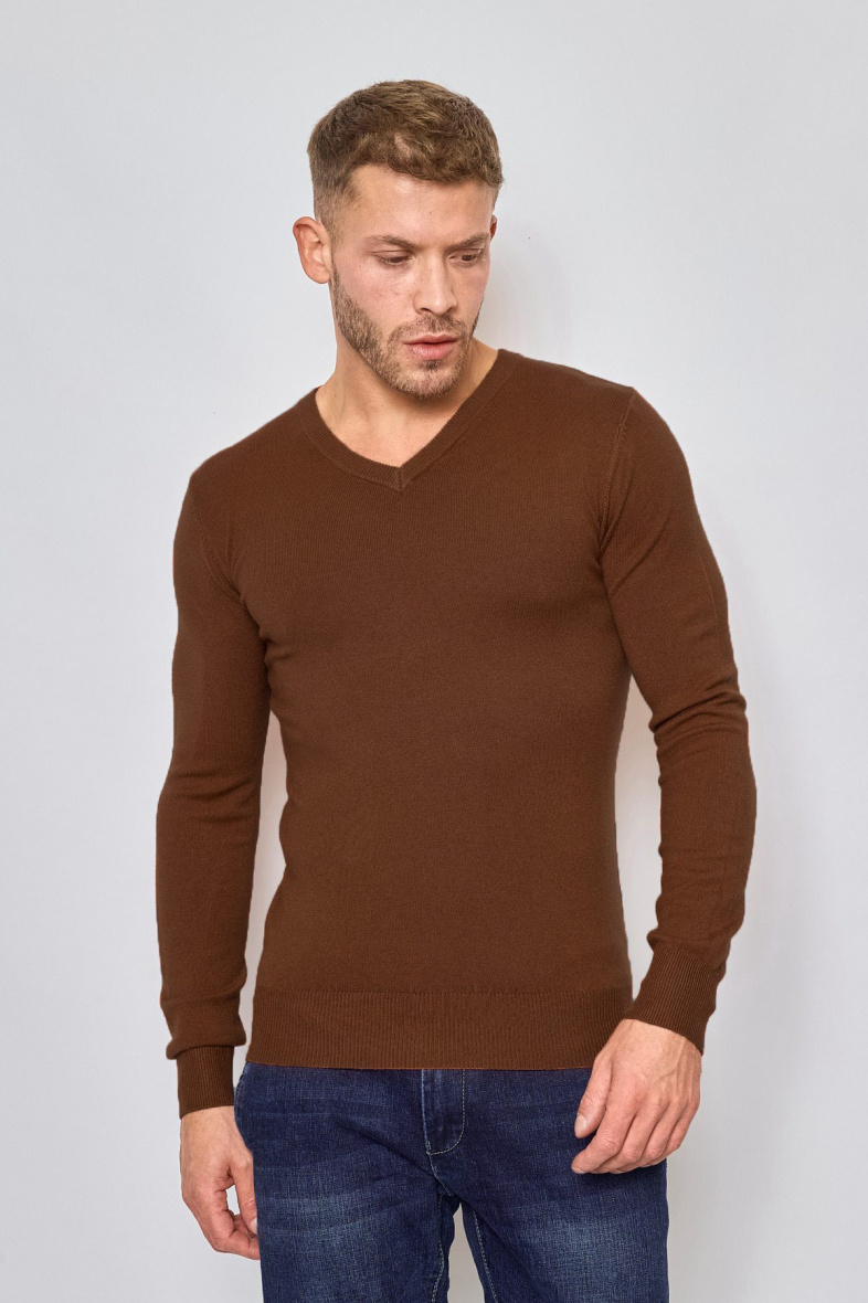 Mayorista Mentex Homme - Jerséis lisos de manga larga con cuello de pico para hombre