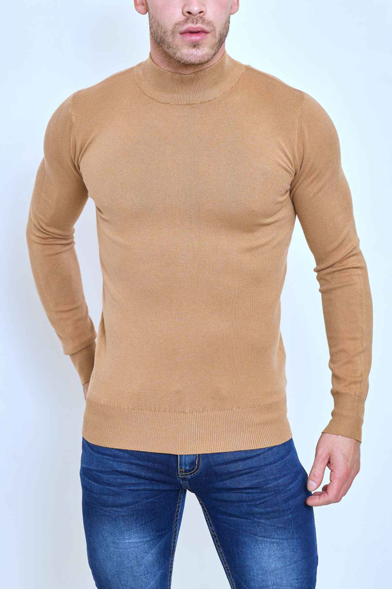 Wholesaler Mentex Homme - Men's plain high neck long-sleeved sweaters