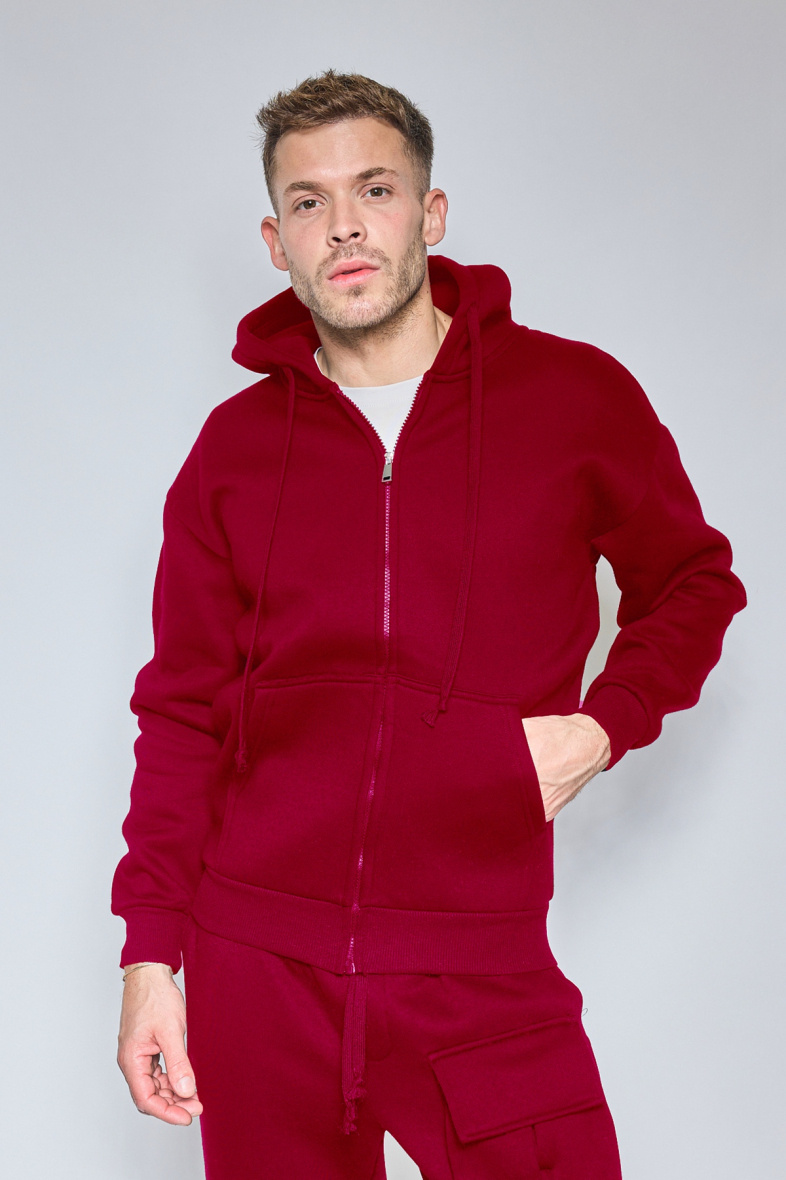 Grossiste Mentex Homme - SWEAT UNI HOMME COTON AVEC ZIP CAPUCHE