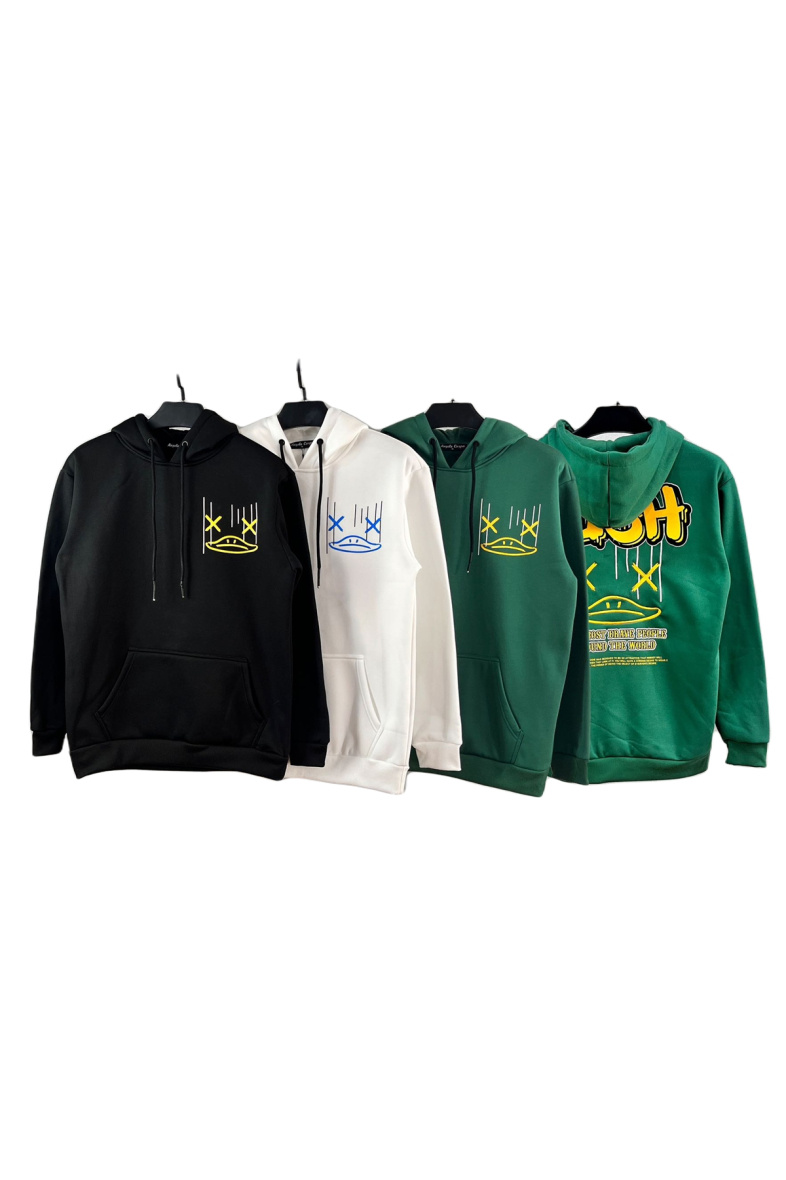 Wholesaler Mentex Homme - Plain hooded sweatshirt with pattern/graffiti