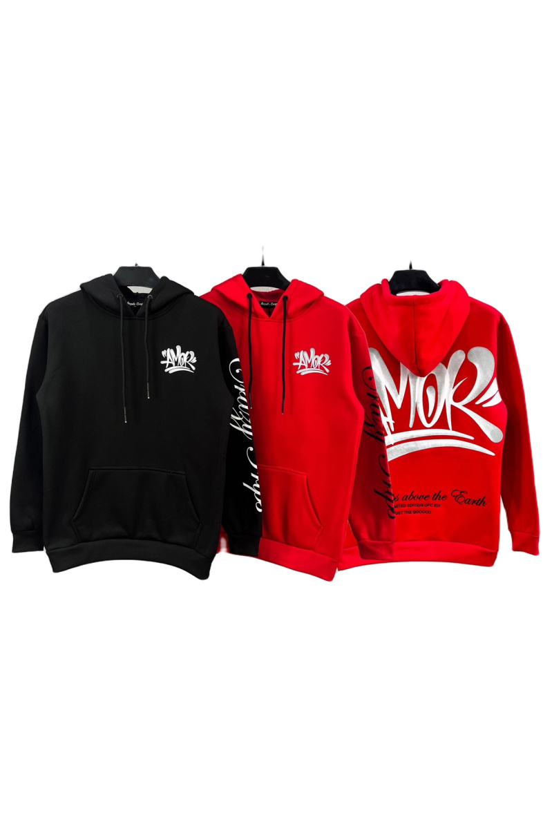 Wholesaler Mentex Homme - Plain hooded sweatshirt with pattern/graffiti