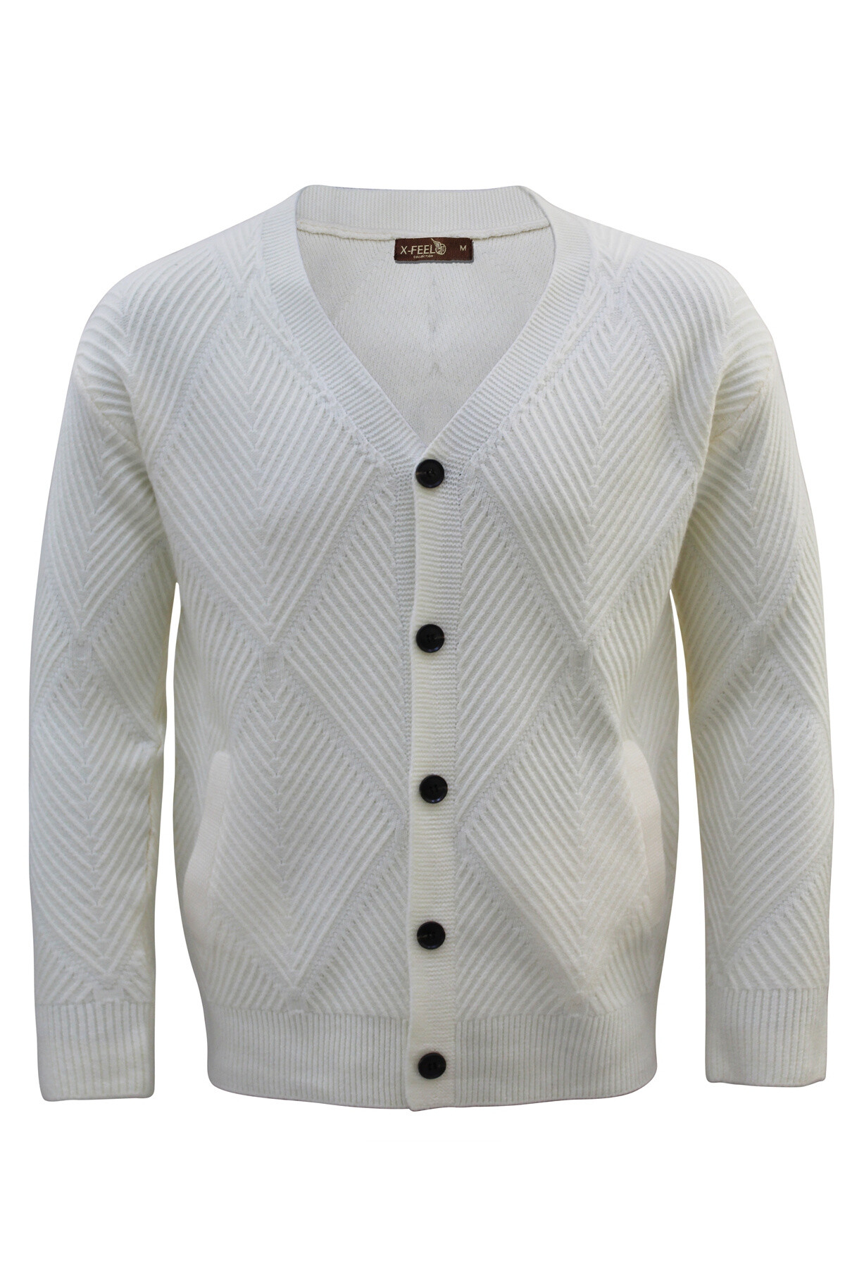 Grossista Mentex Homme - Maglione da uomo monocolore con bottoni, maniche lunghe e scollo