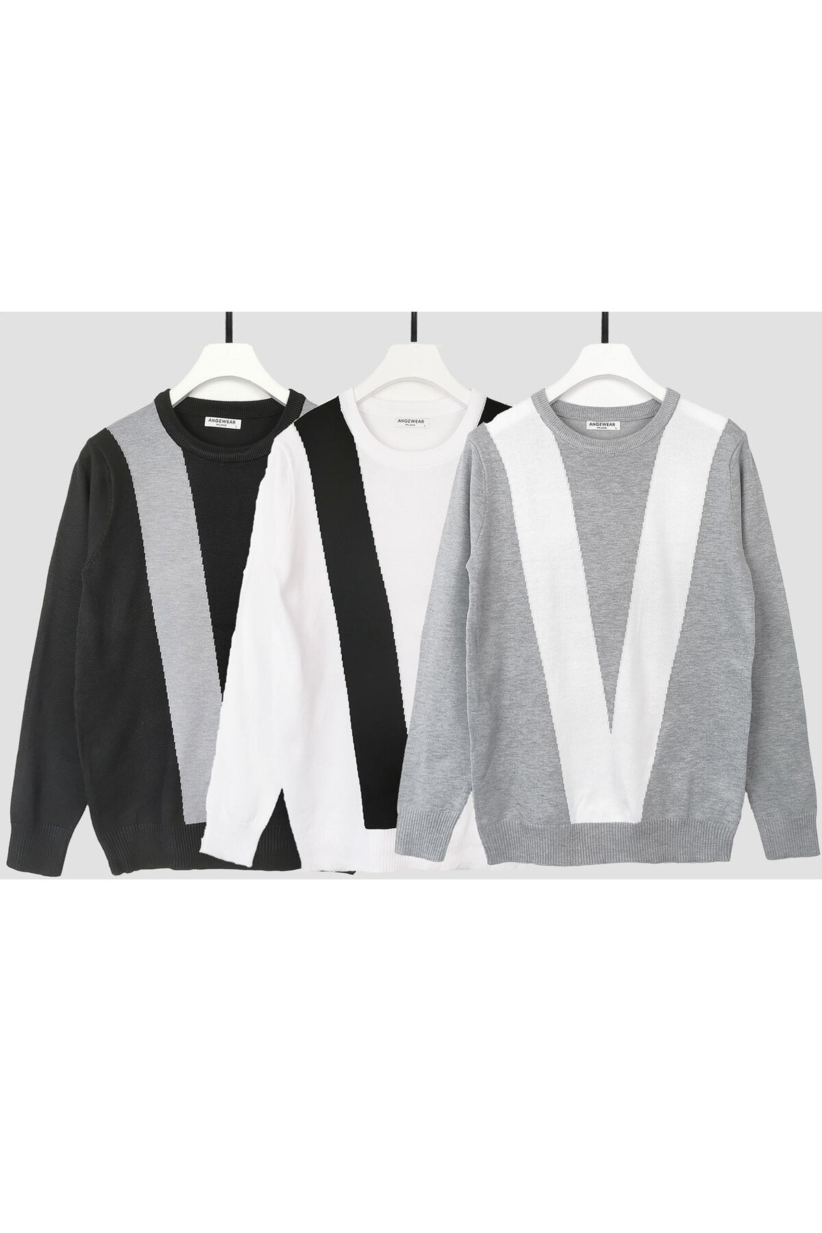Grossista Mentex Homme - Maglia da uomo a manica lunga con scollo rotondo e stampa a punta