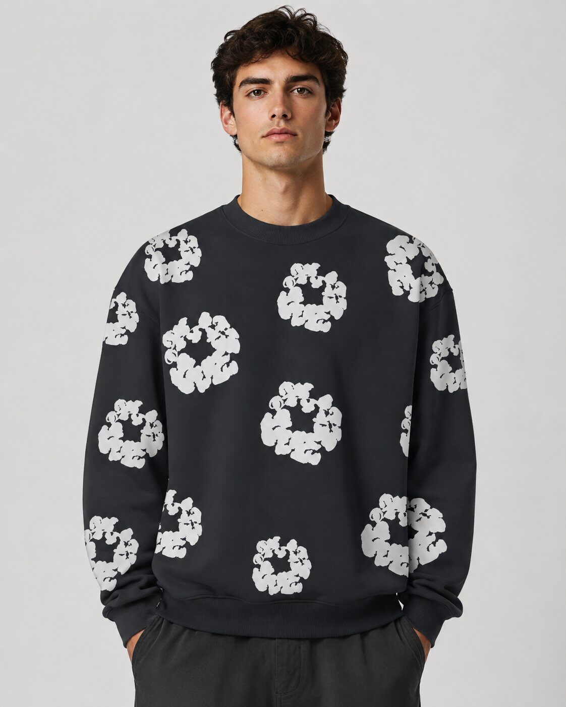 Grossista Mentex Homme - Felpa Grigia Classica All-Over