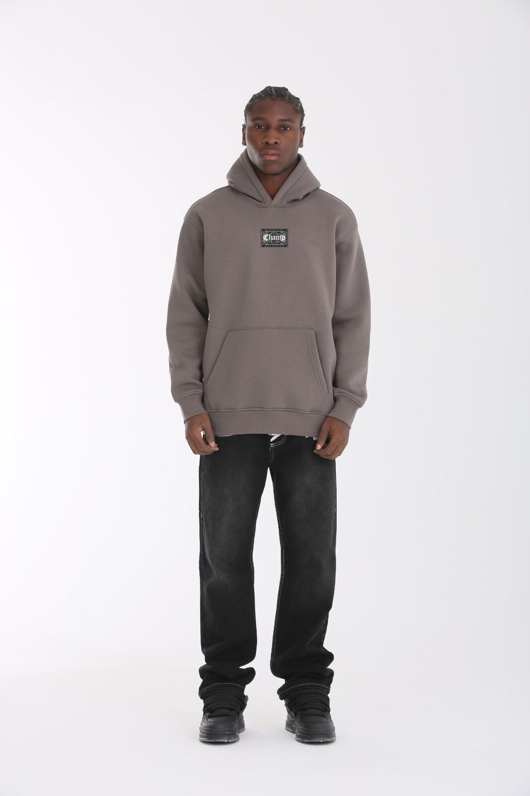 Grossista Mentex Homme - Felpa con Cappuccio Oversize Grigio Scuro