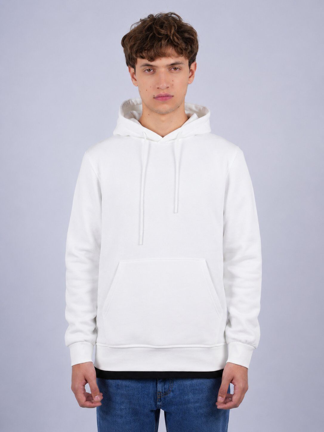 Grossista Mentex Homme - Felpa con Cappuccio Bianca Essenziale Minimalista