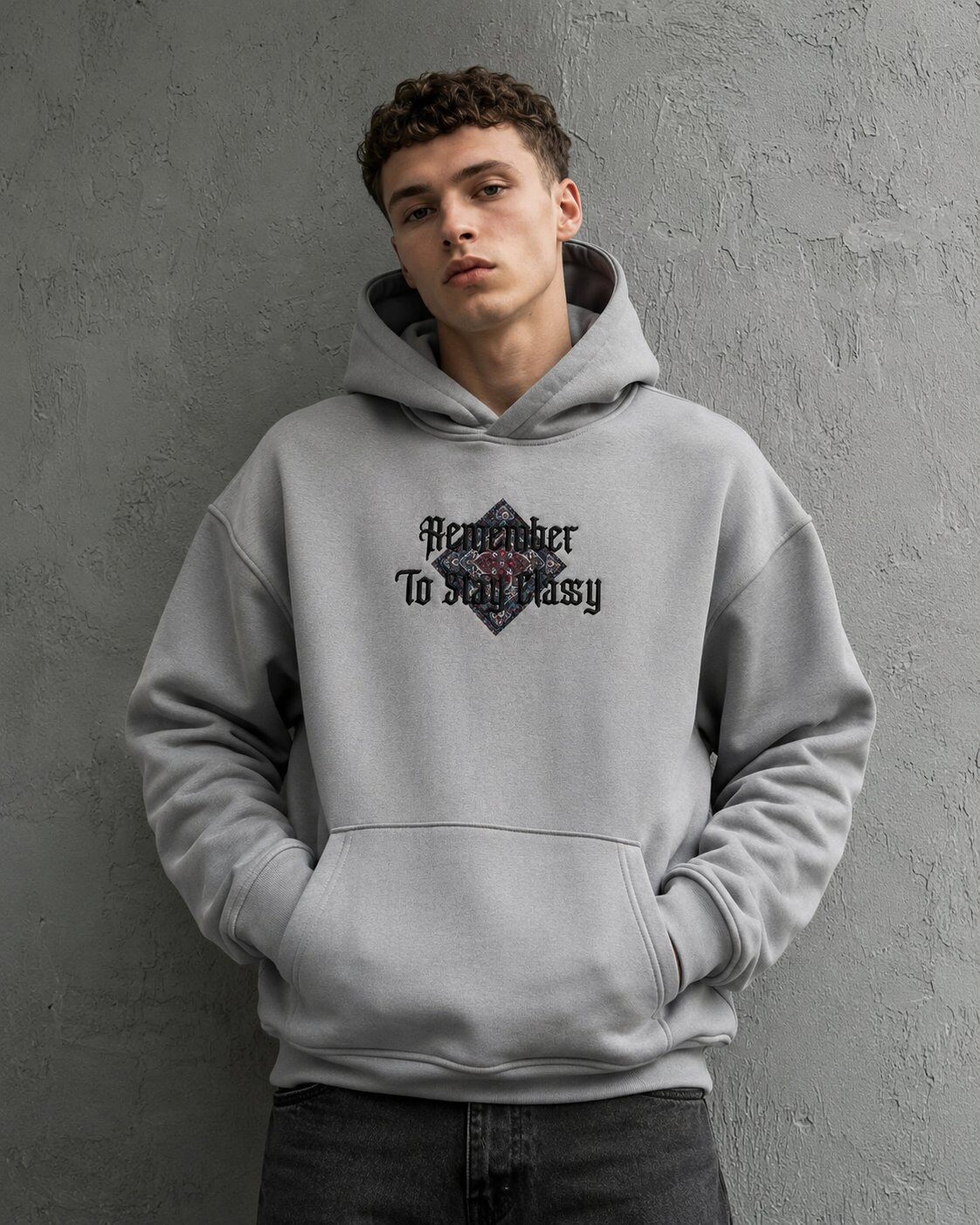 Großhändler Mentex Homme - Grauer Grafik-Hoodie