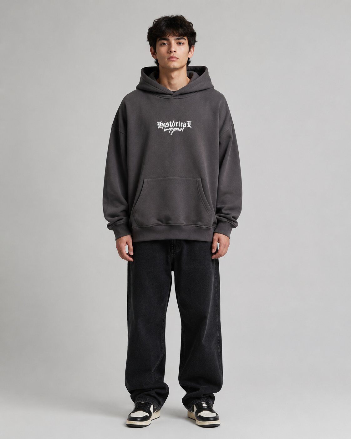 Großhändler Mentex Homme - Dunkelgrauer Graphic Street Hoodie
