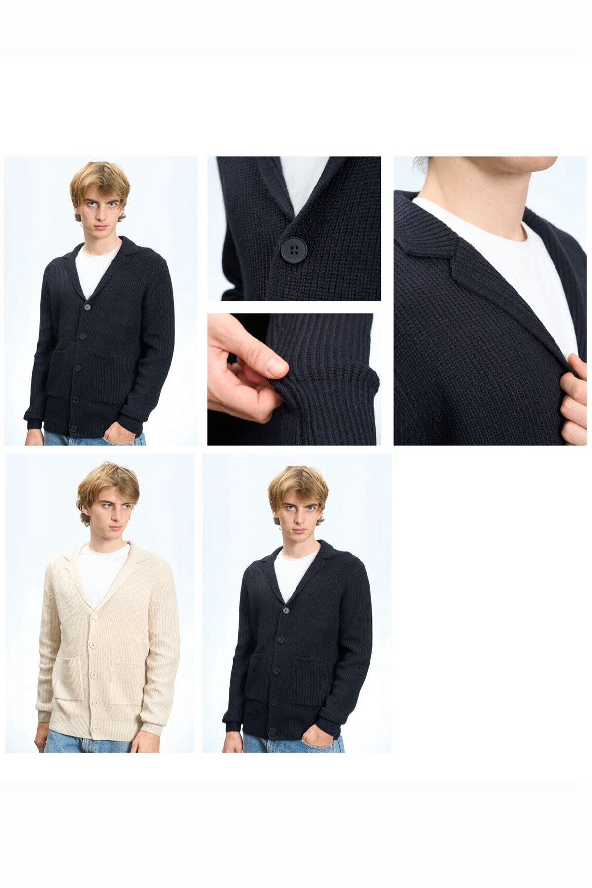 Großhändler Mentex Homme - Einfarbiger Strickpullover für Herren mit langärmeligem Hemdstil