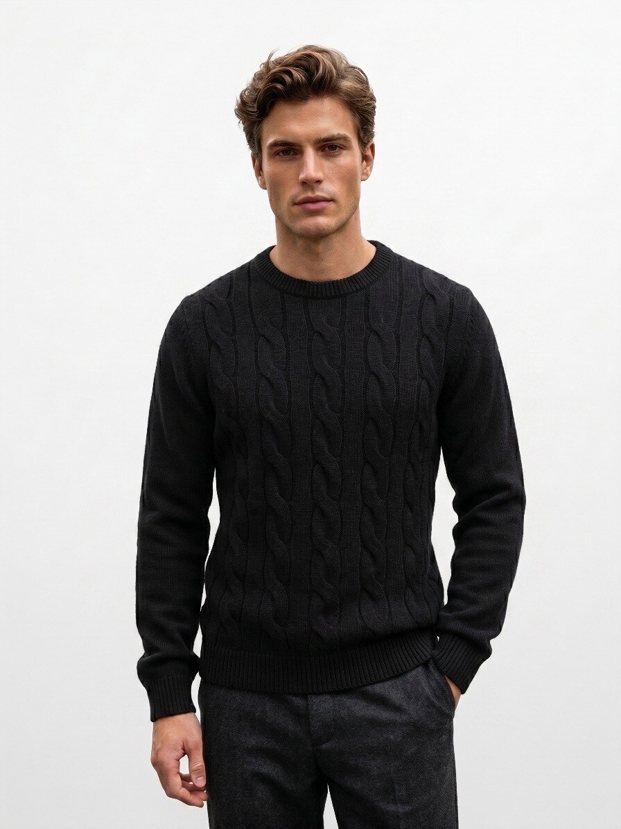 Grossiste Mentex Homme - Pull uni Homme maille torsadé