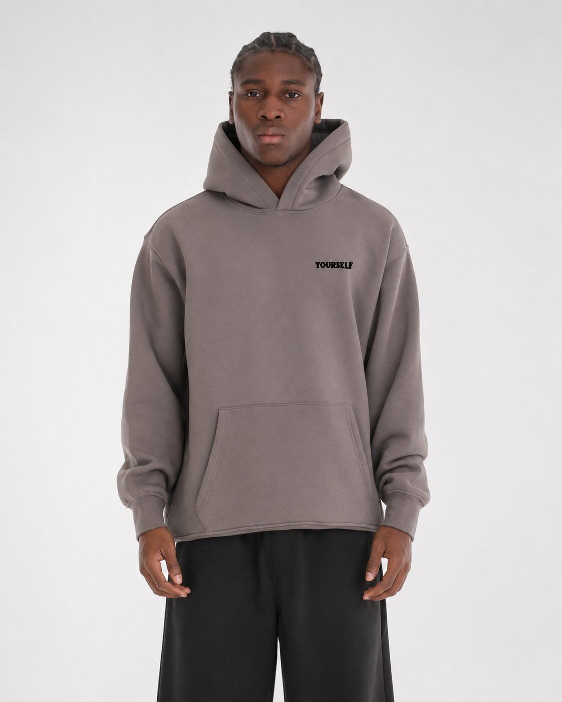 Grossista Mentex Homme - Felpa con Cappuccio Grigia con Stampa Yourself