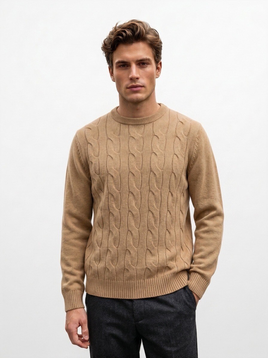 Grossiste Mentex Homme - Pull uni Homme maille torsadé