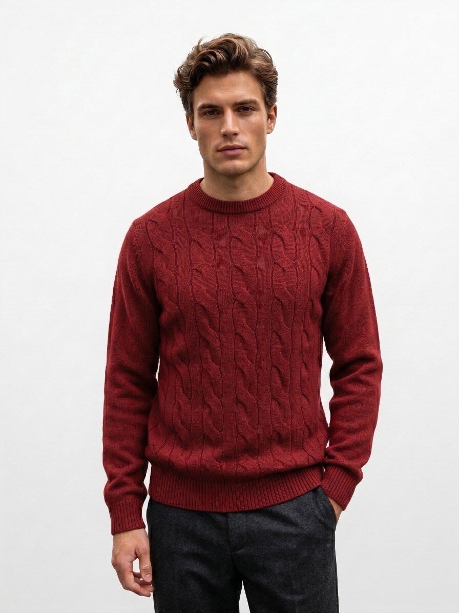 Grossiste Mentex Homme - Pull uni Homme maille torsadé