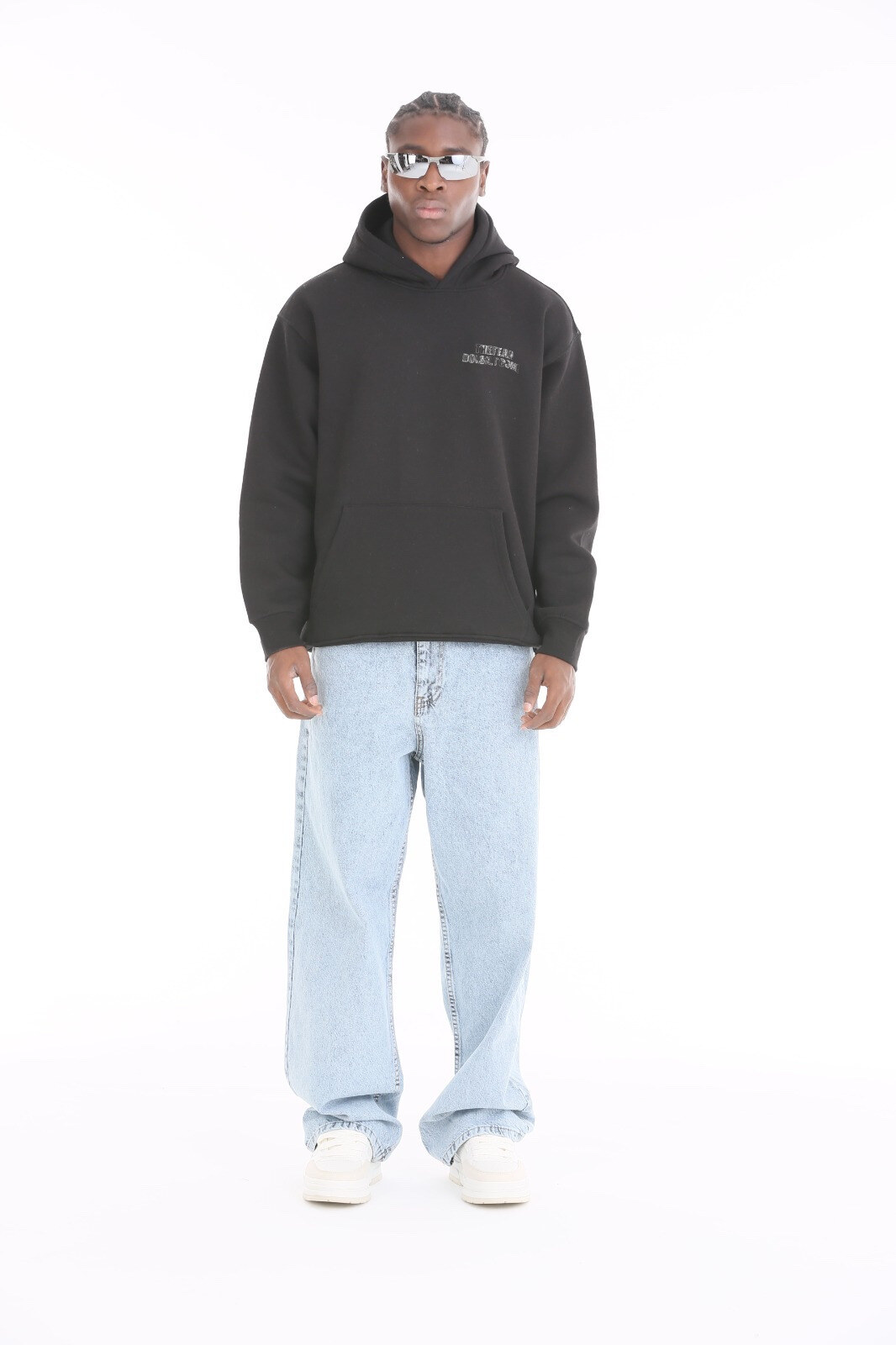 Grossista Mentex Homme - Felpa con Cappuccio Nera CHAMP Back