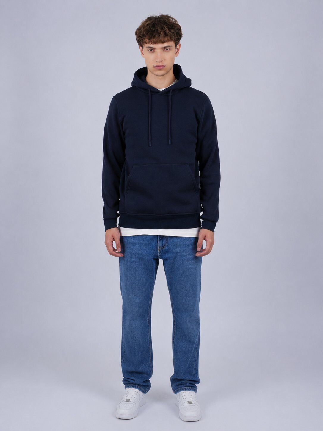 Großhändler Mentex Homme - Marineblauer Klassischer Essential Hoodie