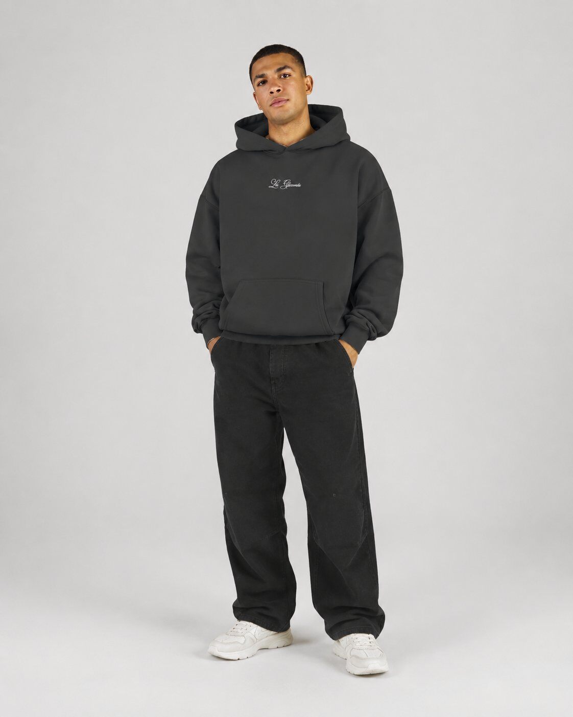 Grossista Mentex Homme - Felpa con Cappuccio Nera Artistica