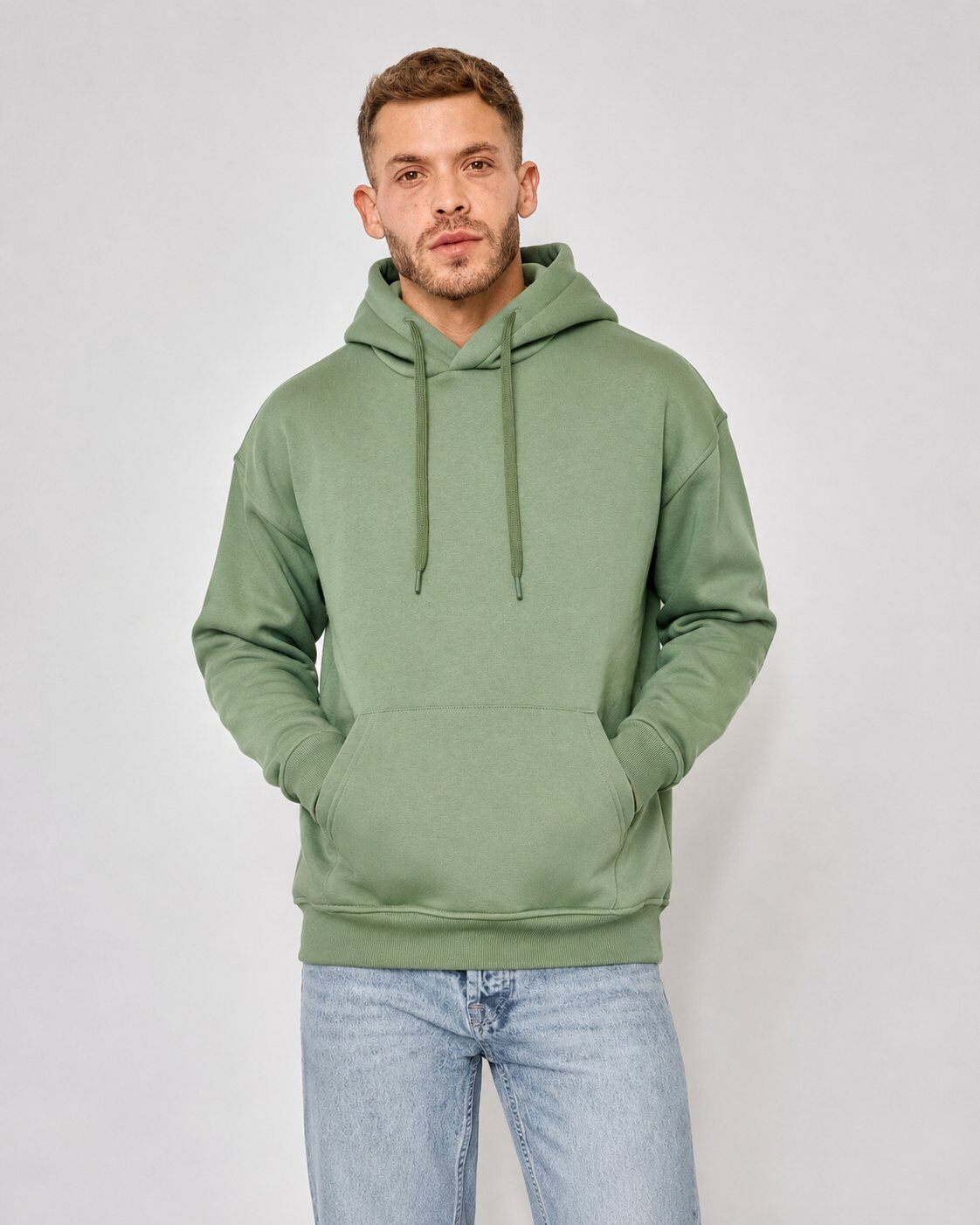 Grossista Mentex Homme - Felpa con Cappuccio Verde Classica Casual