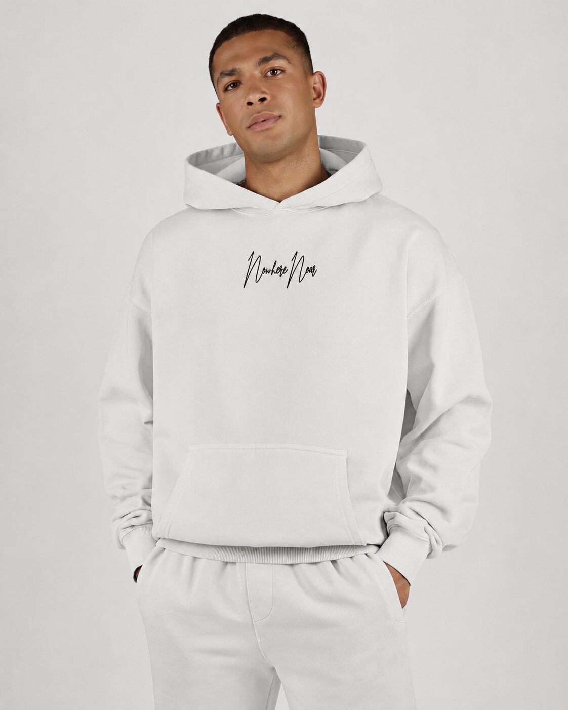 Grossista Mentex Homme - Felpa con Cappuccio Bianca Grafica Oversize