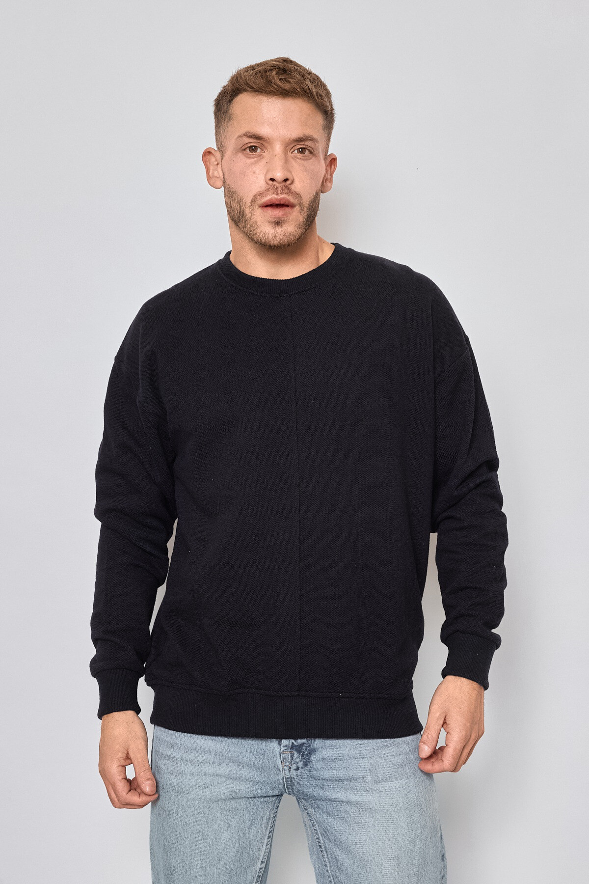 Großhändler Mentex Homme - Einfarbiger Basic-Sweatshirt