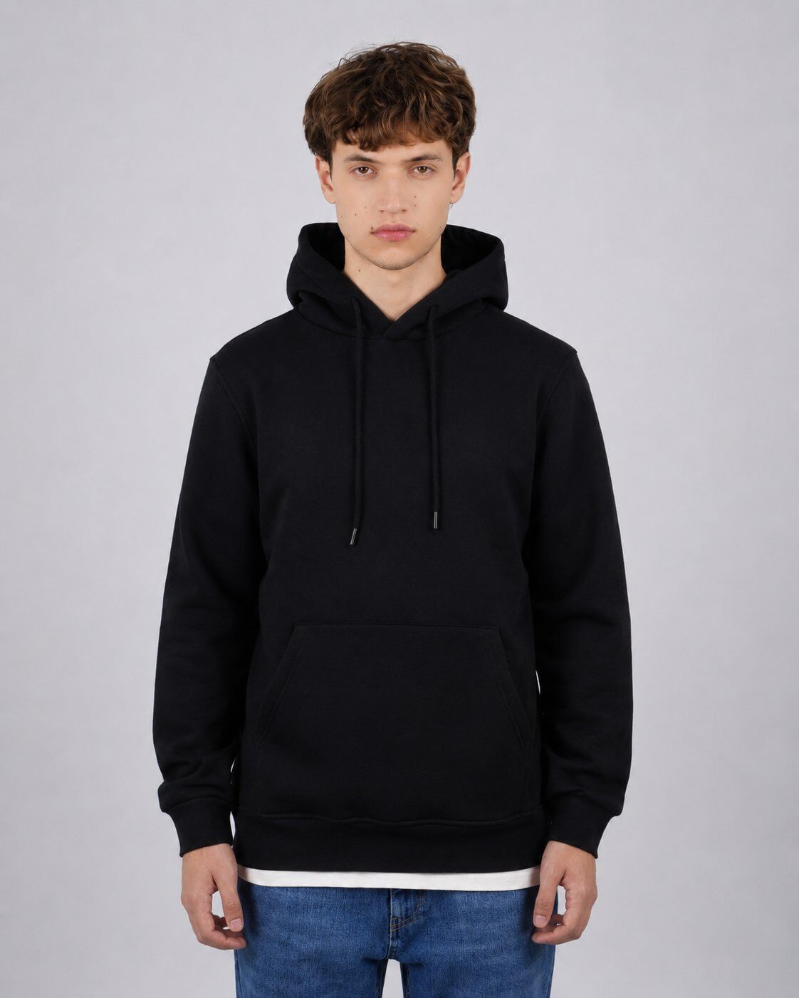 Grossista Mentex Homme - Felpa con Cappuccio Nera Minimalista Pulita