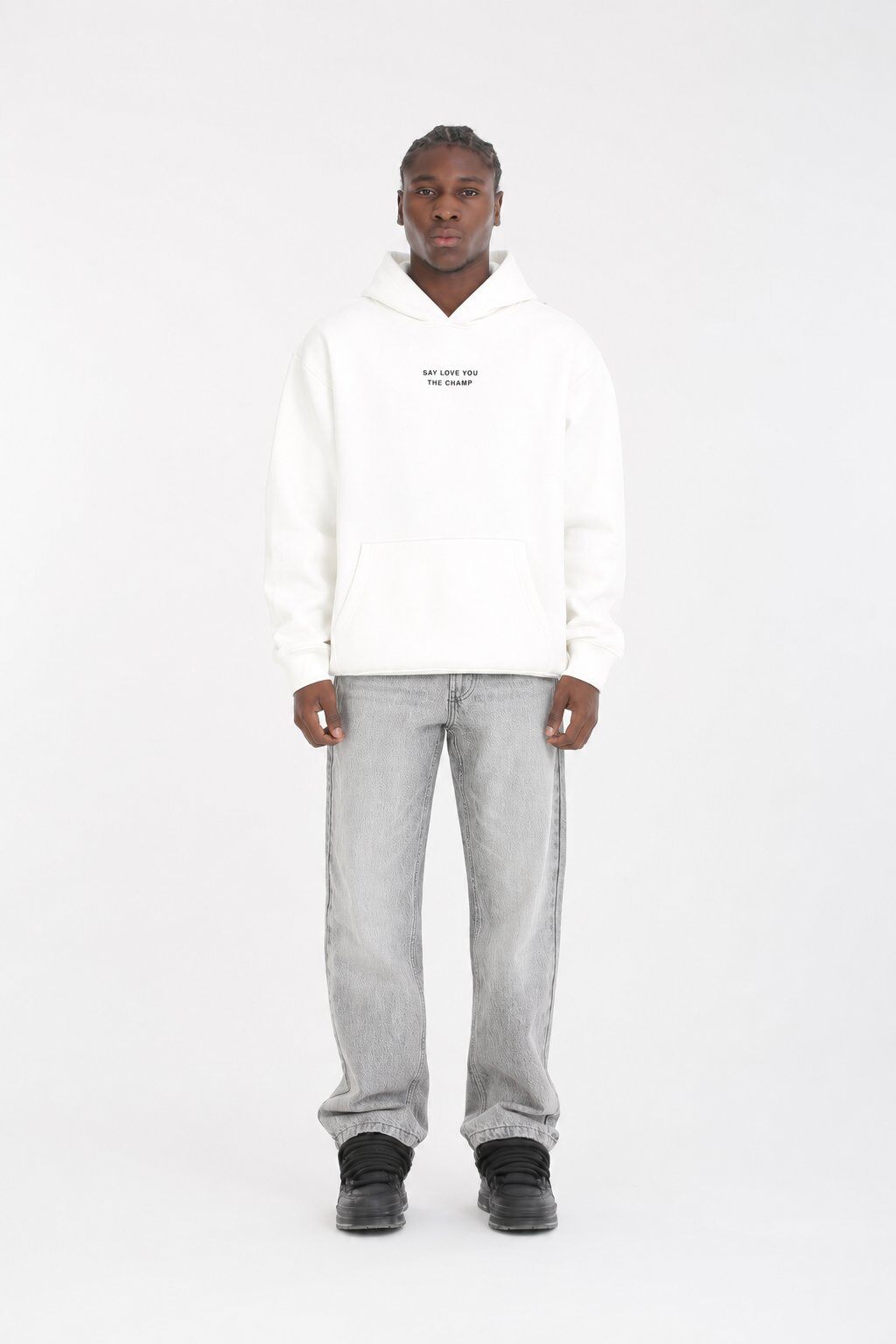Grossista Mentex Homme - Felpa con Cappuccio Bianca Minimalista