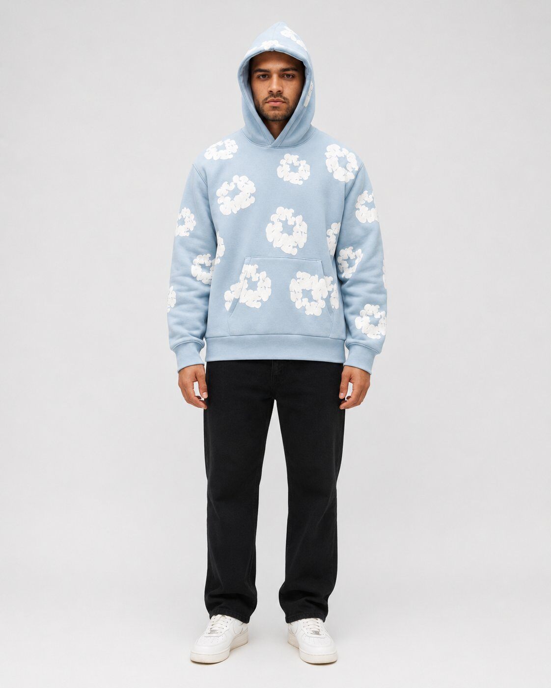 Wholesaler Mentex Homme - Light Blue All-Over Hoodie
