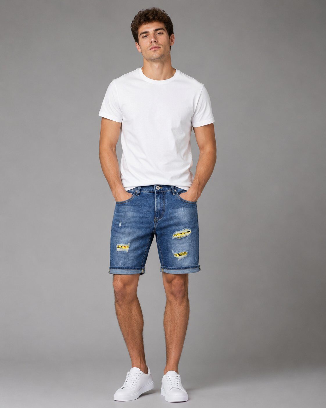 Großhändler Mentex Homme - Urban Destroyed Patch Jeansshorts