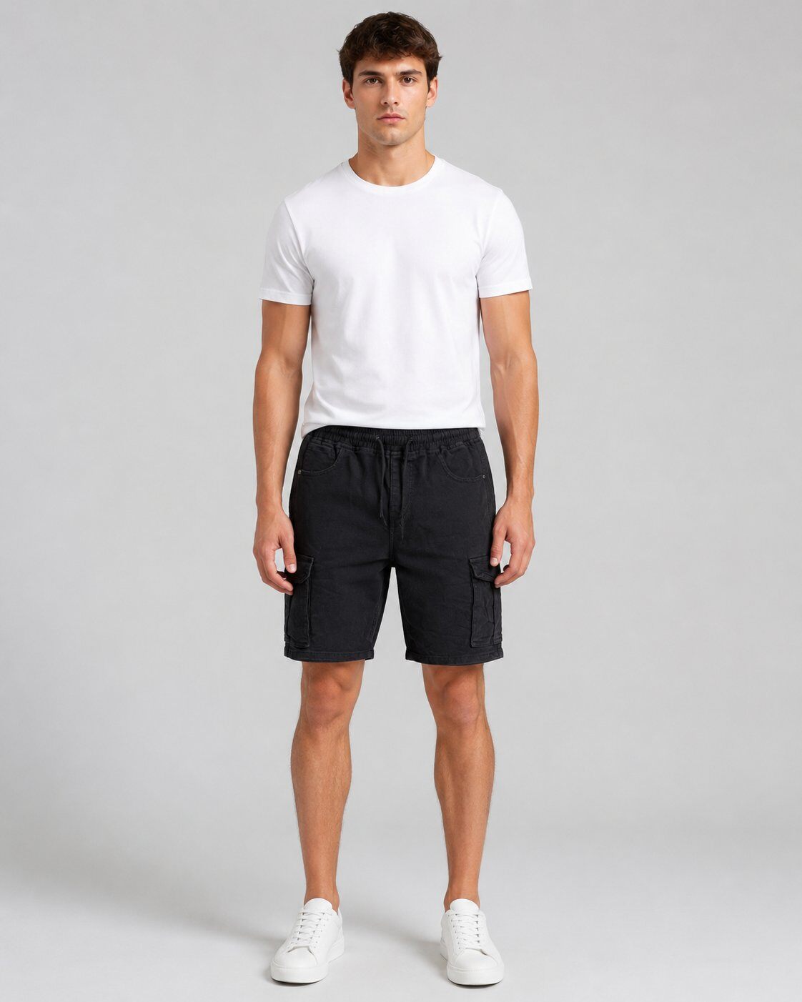 Großhändler Mentex Homme - Schwarze Utility-Cargo-Shorts