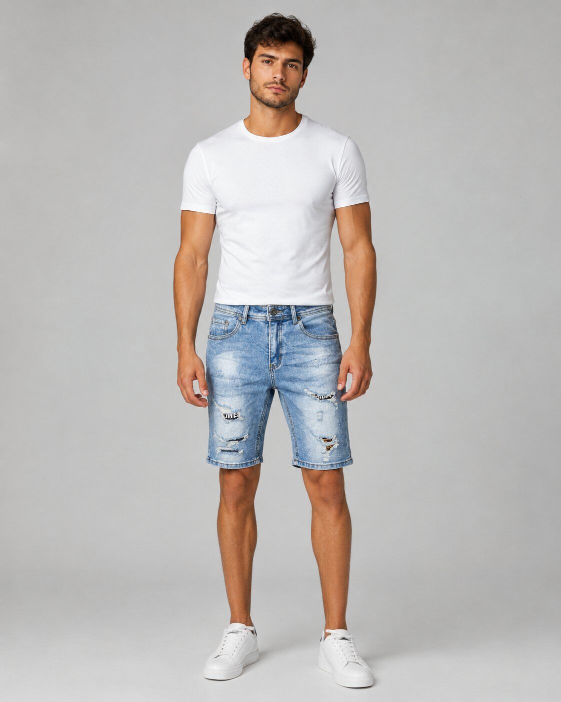 Großhändler Mentex Homme - Blaue Destroyed-Jeansshorts