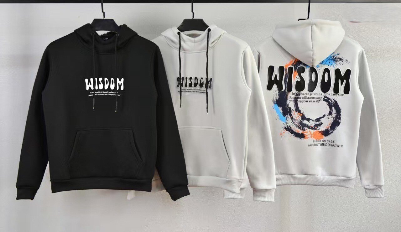 Wholesaler Mentex Homme - Solid color hoodie with WISDOM pattern