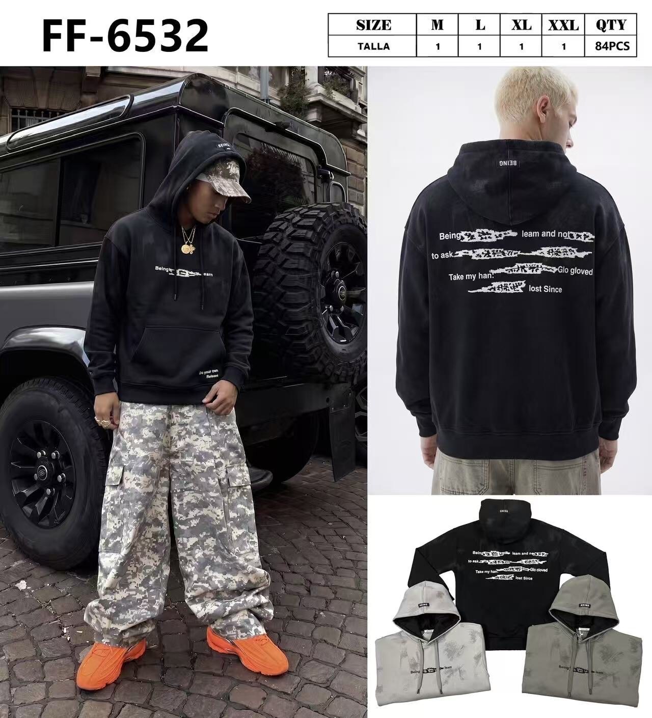 Grossiste Mentex Homme - Sweat épais homme uni effet vintage à capuche avec écriture caligraphie au dos