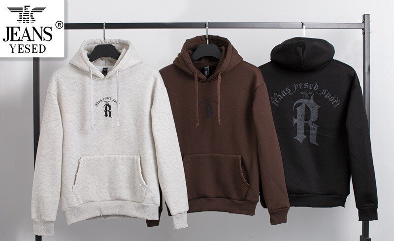Wholesaler Mentex Homme - Men's plain hoodie with patterned drawstring JEANS YEDES SPORT R, BLACK? GREY? BROWN (3*M, 3*L, 3*XL, 3*XXL, 3*XXXL)