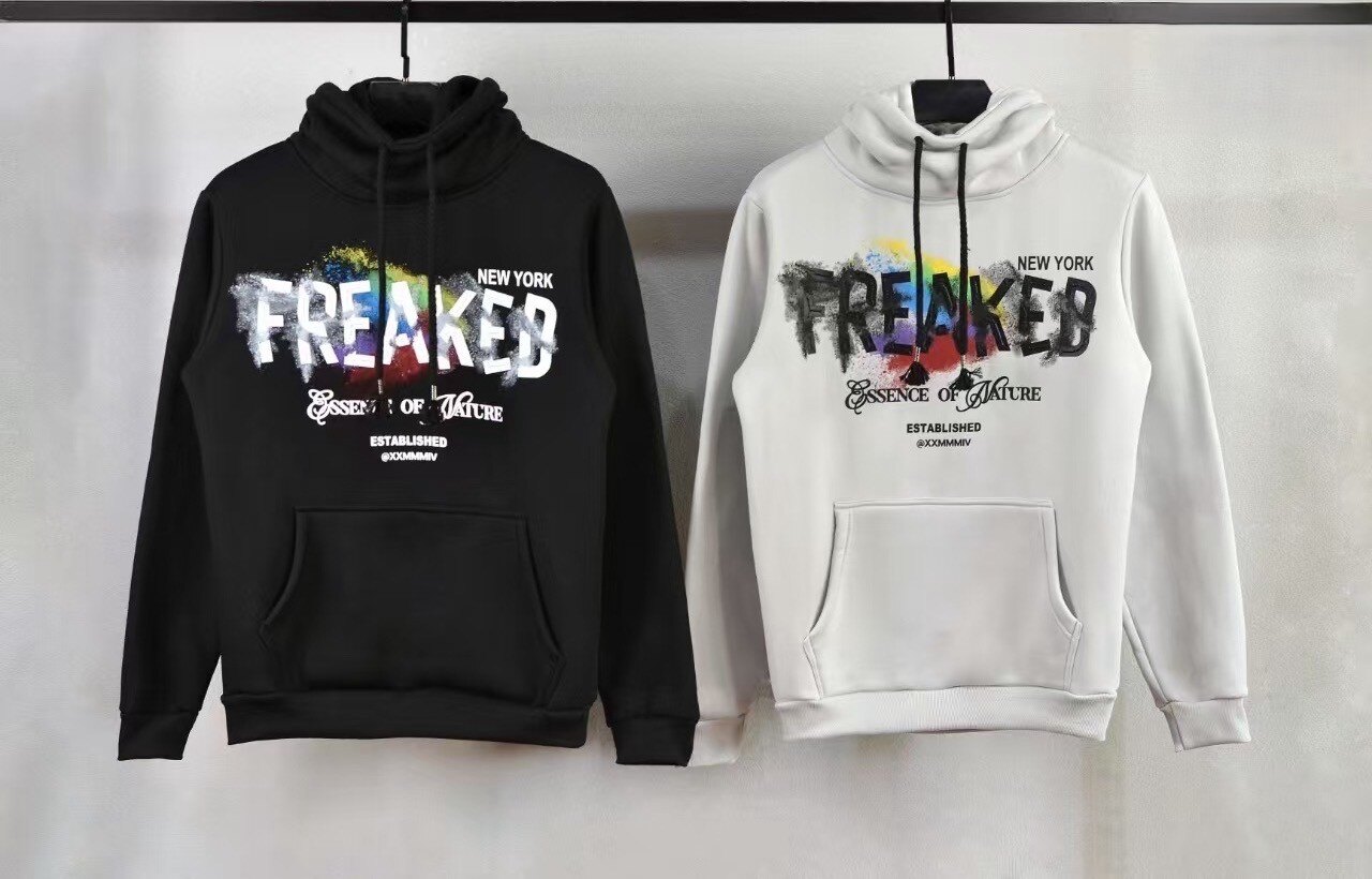 Wholesaler Mentex Homme - Plain hooded sweatshirt with FREAKED pattern