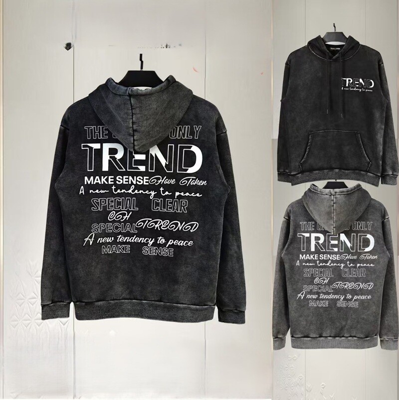 Wholesaler Mentex Homme - Men's plain hoodie with drawstring and THE ONE AND ONLY TREND design