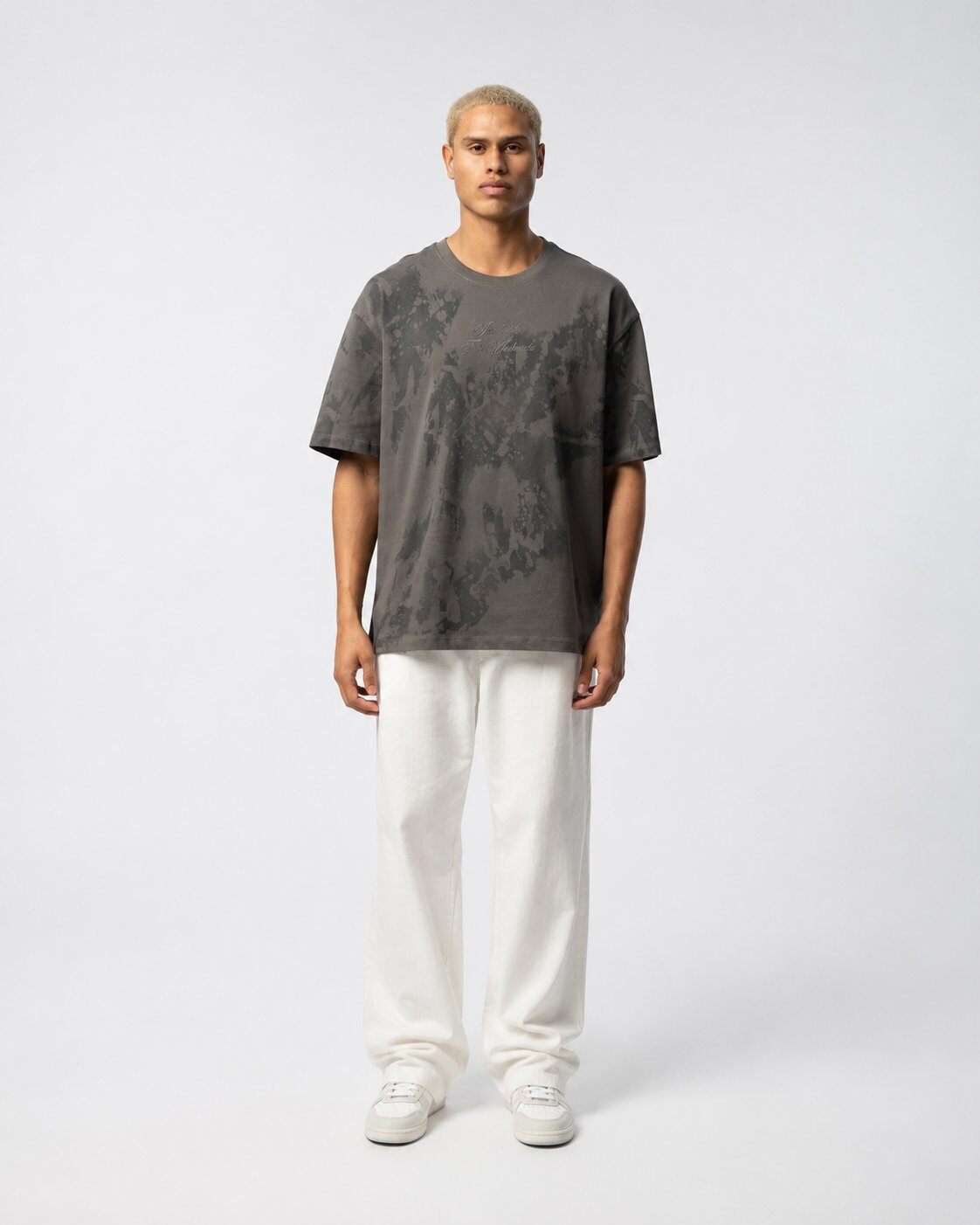 Großhändler Mentex Homme - Dunkelgraues Oversize-Washed T-Shirt
